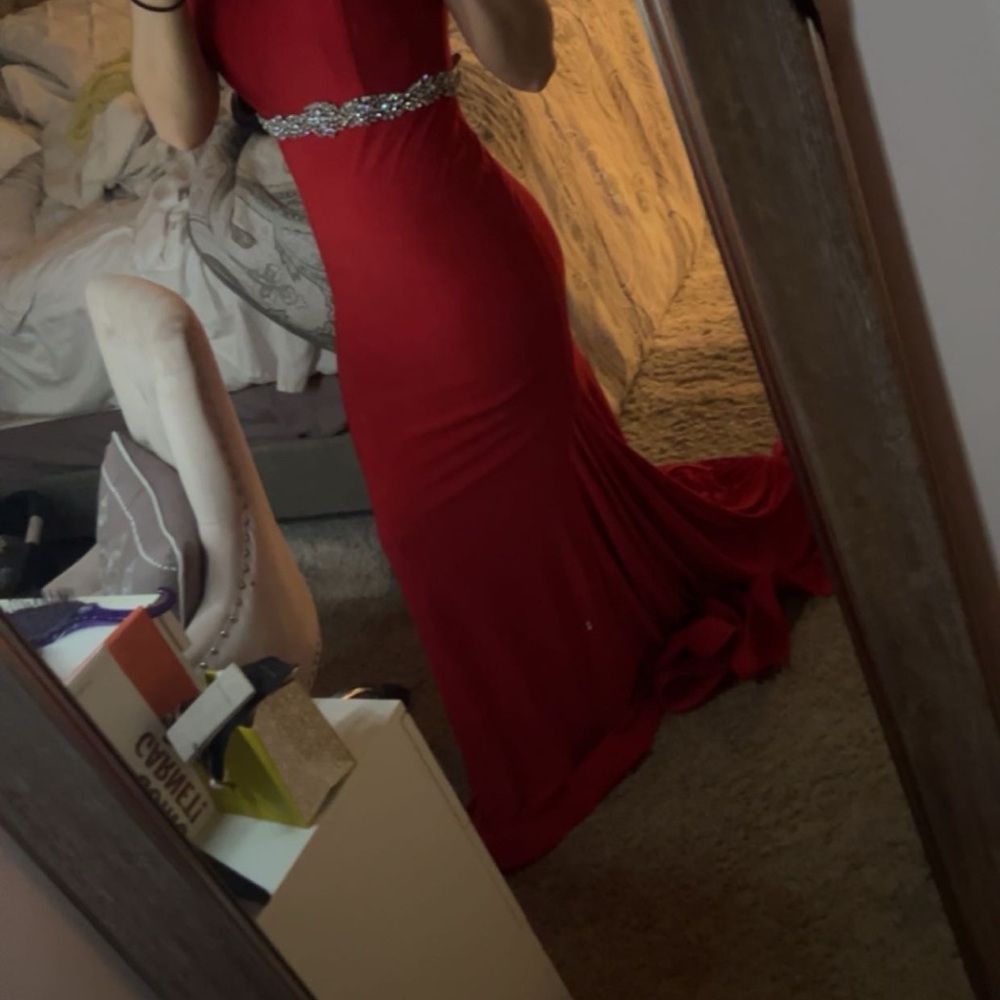 Jovani Red Gown with Silver Accents